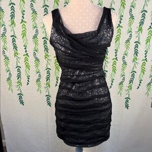 Express Black Sequin Mini Dress B4